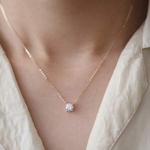 Elegante <span class=keywords><strong>Collana</strong></span> in Oro 14K con <span class=keywords><strong>Diamante</strong></span> da 0,2 Ct <span class=keywords><strong>Collana</strong></span> <span class=keywords><strong>Solitario</strong></span> in Argento Sterling S925 da Donna - Product Image 4