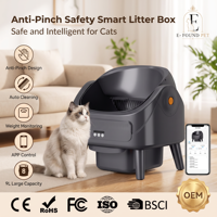 Caja de arena inteligente de plástico de 9L con autolimpieza, fácil de limpiar, parte superior abierta, control por APP, almacenamiento de residuos de 10 días, ideal para hogares con varios gatos, tamaño grande