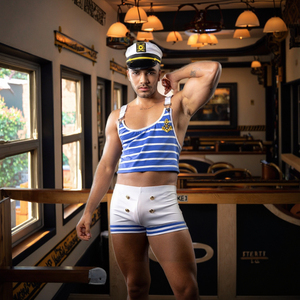 Marinaio blu Sexy <span class=keywords><strong>Costume</strong></span> Cosplay Plus Size Nightclub Bar Lingerie bianco e blu 9109 per le prestazioni del Club - Product Image 1