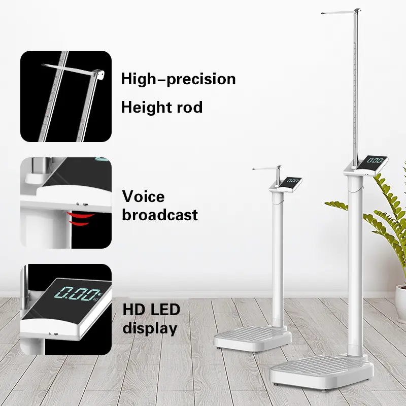 เครื่องวัดความสูงดิจิตอลมัลติฟังก์ชั่น Bmi ส่วนสูงและน้ำหนัก200Kg Smart Height Scale