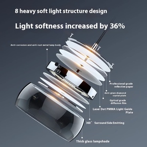 Hiện Đại <span class=keywords><strong>LED</strong></span> Cổ Điển Sang Trọng Ăn Uống Vòng Thủy Tinh Mặt Dây Chuyền Ánh Sáng Đèn Chùm Có Thể Điều Chỉnh Chiều Cao Tối Giản Phong Cách Cho Nhà Hàng Nhà - Product Image 6