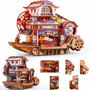 Puzzles 3D nautiques pour adultes, 425 pièces, <span class=keywords><strong>kit</strong></span> de construction de modèles mécaniques en bois, lumières musicales, <span class=keywords><strong>kit</strong></span> de <span class=keywords><strong>maison</strong></span> miniature 29x13.8x20.6CM - Product Image 1