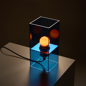 Lámpara de mesa con espejo acrílico azul, bombilla incandescente E27, control de interruptor para dormitorio, sala de estar, estudio, luz nocturna decorativa - Product Image 1