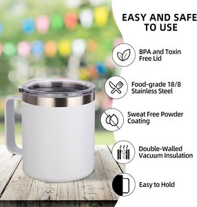 Vaso Térmico Personalizado de Acero Inoxidable de 12oz, 14oz, 16oz, 24oz, Taza de Café Aislada al Vacío para Camping, Viajes y Campamento con Asa - Product Image 5