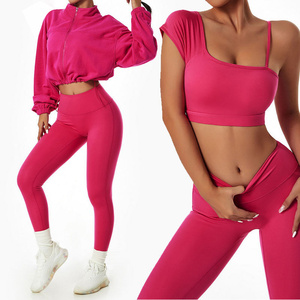 Ensemble de 4 pièces de vêtements d'entraînement pour femmes Ensemble de soutien-gorge et leggings de <span class=keywords><strong>sport</strong></span> Vêtements de <span class=keywords><strong>sport</strong></span> pour femmes Ensemble de yoga athlétique - Product Image 1