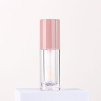 Tube de brillant à lèvres en ABS transparent rose de 6 ml, brosse à doigt épaisse, huile à lèvres, brillant à lèvres, fond de teint liquide, flacon de distribution de cosmétiques