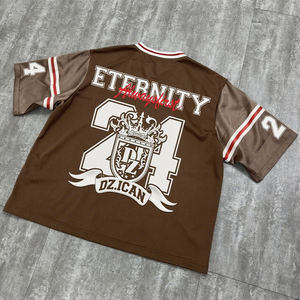 Maillot de football d'été en nylon de haute qualité T-shirt de sport en maille personnalisée à épaules tombantes T-shirts de football surdimensionnés à impression bouffante - Product Image 4