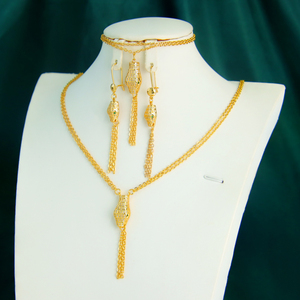 Conjunto de Joyería Nupcial Directo de Fábrica, Chapado en Oro de 21k, Diseño de Serpiente, con Circonitas, para Mujer, Eventos y Fiestas - Product Image 1