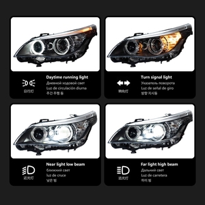 Feux avant pour <span class=keywords><strong>BMW</strong></span> E60 Série 5 2003-2010, ensemble <span class=keywords><strong>de</strong></span> phares LED, mise à niveau Angel Eyes DRL, projecteur Bi-LED, feux <span class=keywords><strong>de</strong></span> croisement - Product Image 2