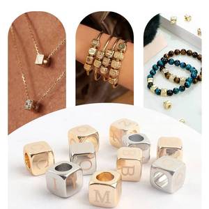 Initial Cube <b>Charms</b>, Sturdy Metal Letter Dice <b>Beads</b> with Large Holes, Suitable for DIY Jewelry Making, <b>Bracelets</b>, Bag Straps, - Product Image 2
