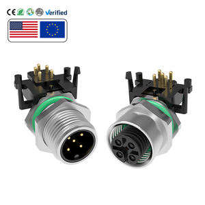 מחבר עגול m12 חשמלי עגול 5 סיכה קוד עמיד למים ריתוך כבל תעשייתי גלגל נקבה שקע m12 פאנל מחבר - Product Image 1