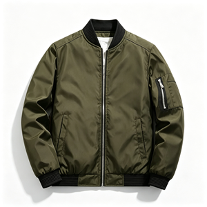 Chaqueta Bomber Casual para Hombre al por Mayor, con Parches, Transpirable, Cortavientos, con Cremallera y Cuello Alto, Estilo Urbano, Servicio OEM - Product Image 1