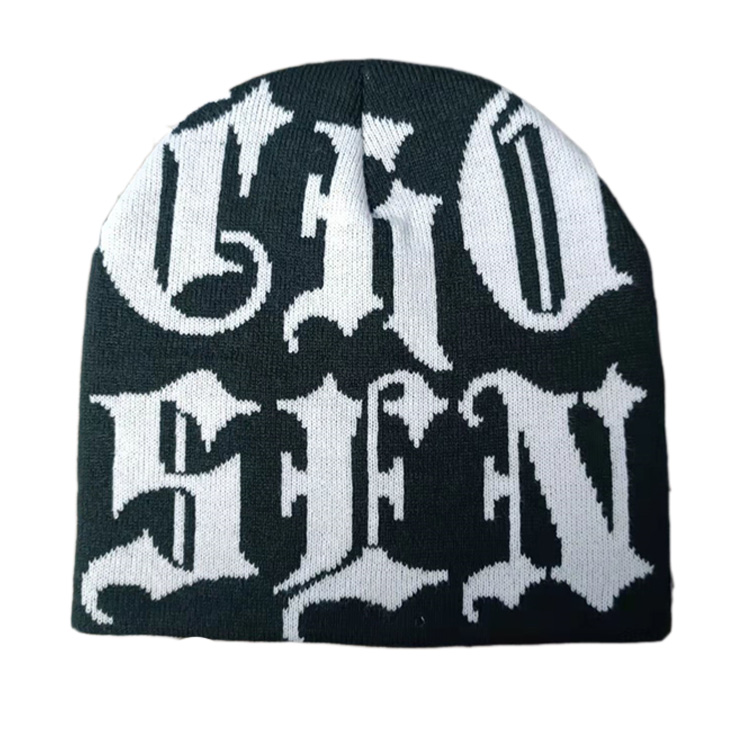 Унисекс, акриловая Двусторонняя жаккардовая трикотажная шапка без манжет, Мужская Дизайнерская зимняя шапка с индивидуальным логотипом оптом