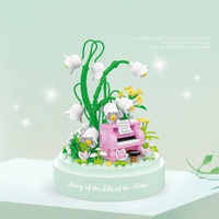 Blocs de construction musicaux en forme de fleur sous cloche en verre, fleurs éternelles, ensemble botanique Piano & Guitare pour décoration de bureau, cadeau DIY, fabrication OEM