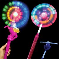 Vente en gros de moulins à vent licorne en plastique ABS avec LED clignotantes, baguette magique à piles, cadeau de fête sur le thème des princesses