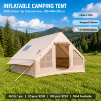 Tente de camping gonflable Zentopia 420D Oxford PVC à colonnes d'air 12m² Tente familiale Glamping quatre saisons Double porte Cheminée Montage rapide