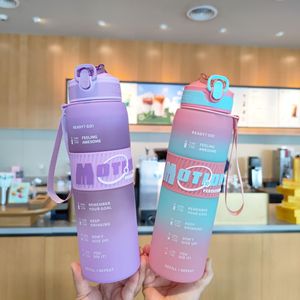Motion Gradient Water Bottle 1000Ml Sports Hydration With Time Markings For Outdoor Travel - Product Image 2