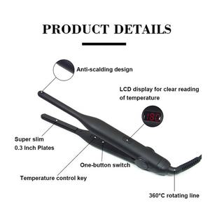 <span class=keywords><strong>Fer</strong></span> à friser fin pour <span class=keywords><strong>homme</strong></span>, <span class=keywords><strong>fer</strong></span> à friser, plaque en Nano titanium, 3/10 pouces, accessoire de coiffure à chauffage rapide, cheveux courts et plats - Product Image 4