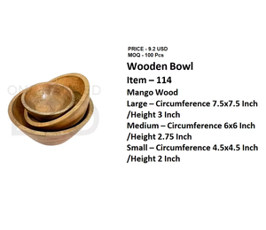 Cuenco de madera tradicional para mesa de comedor del hogar pieza rústica Ideal para frutas aperitivos secos o uso en la cocina de proveedor indio - Product Image 5