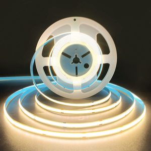 Dimmable COB dẫn băng ánh sáng 320led 12V 8W ánh sáng ban ngày 4000k Trắng ấm 2700K 3000K cri90 8mm <span class=keywords><strong>PCB</strong></span> linh hoạt cuttable COB dải đèn - Product Image 2