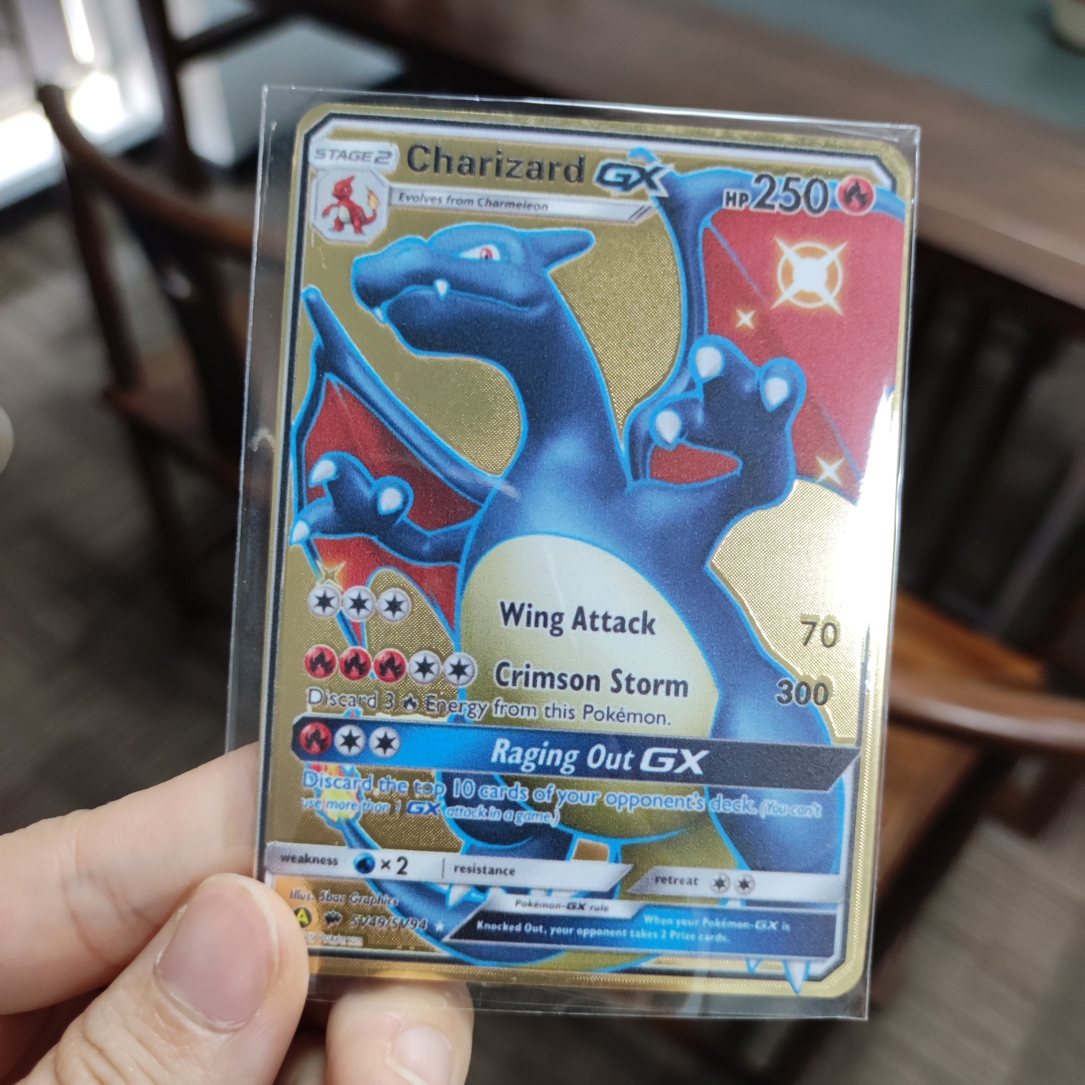 Fast Shipping Charizard Pikachu Vmax GX Gold Card Metal Custom