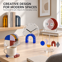 Ensemble d'accessoires de bureau géométriques nordiques en acrylique résistant aux UV : serre-livres, horloge de table, calendrier à feuilles mobiles, sous-verres, décoration suspendue pour téléphone portable