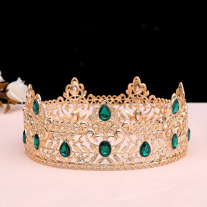 Vintage Royal Baroque Headband Birthday Headdress Cross Border Colored Crystal European and American <strong>King</strong> Men's Large <strong>Crown</strong> - Product Image 3