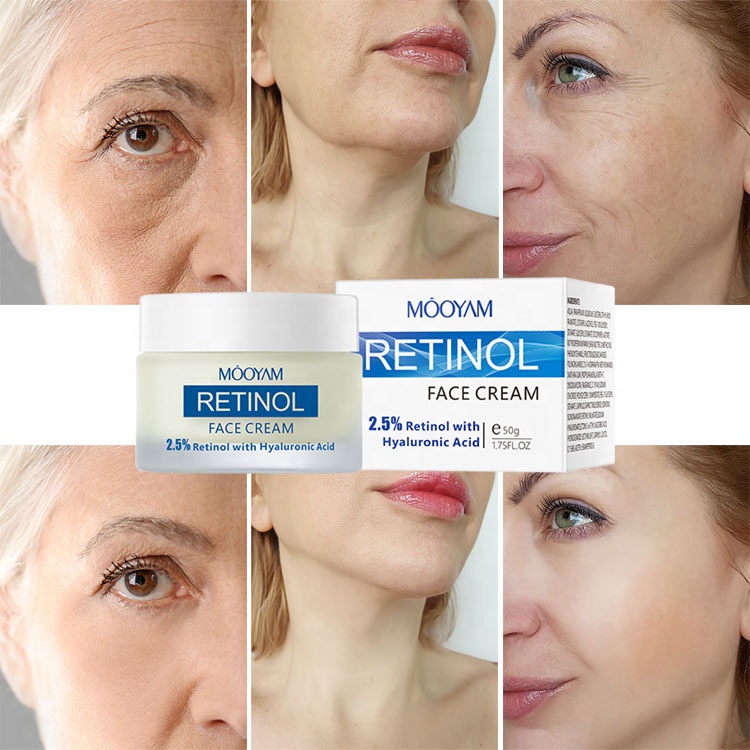 Retinol Cream ครีมต่อต้านริ้วรอย,ครีมบำรุงผิวหน้า Hyaluronic Acid ยกกระชับคอกลางคืนครีมกระชับผิวหน้า