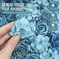 Mur de fleurs artificielles roulé de haute qualité 3D/5D, fond bleu 8ft x 8ft pour mariage