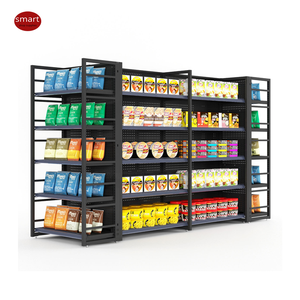 Étagère gondole robuste à cadre noir, double face, <span class=keywords><strong>avec</strong></span> panneau perforé, en métal, pour supermarché, présentoir à bonbons - Product Image 2