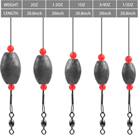 6PCS Plombs de pêche en acier inoxydable-Plates-formes de poisson-chat avec pendentif en plomb Corde de traction pour tambour RedFishFlatfish (0.5oz-2oz)