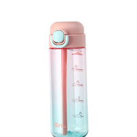 Vente en gros de bouteilles d'eau potable portables les plus populaires avec logo de marque personnalisé couleurs dégradées bouteilles d'eau en plastique sport 600ml