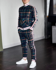 Offre Spéciale hommes hiver 3D imprimé Plaid sport <span class=keywords><strong>costume</strong></span> mode sweat manteau et décontracté mince survêtement pantalon 2 pièces ensembles pour hommes - Product Image 4