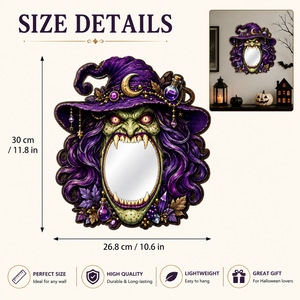 <span class=keywords><strong>Miroir</strong></span> en bois sorcière Halloween 2026, best-seller - Décoration murale gothique vintage sombre pour toile de fond de fête et accent décoratif pour la <span class=keywords><strong>maison</strong></span> - Product Image 3