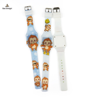 Jam tangan silikon anak, arloji Digital bercahaya warna-warni lampu LED kartun monyet hadiah anak-anak untuk anak-anak