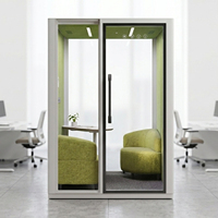 Cabine de bureau insonorisée Vestael pour 2 personnes, cabine mobile d'intimité avec éclairage LED, prise de courant et ports USB pour appels téléphoniques et réunions