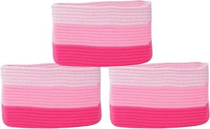 Paquete de 3 Cestas de Almacenamiento de Cuerda de Algodón Arcoíris, Cestas Organizadoras Tejidas Coloridas para el Hogar, el Aula, la Guardería, Estantes, Juguetes, <span class=keywords><strong>Cesta</strong></span> de Regalo - Product Image 2