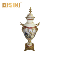Trophée décoratif à motif floral antique avec base ronde, en céramique haut de gamme, ornements de table pour la maison