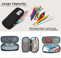 Sac à crayons portable multi-fentes de grande capacité simple en nylon solide étui à stylo en tissu pour bureau école fermeture à glissière