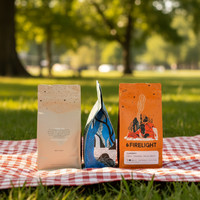 Sac en plastique mat à fond plat avec pochette zippée pour emballage de grains de café 250g, impression par gravure de qualité alimentaire