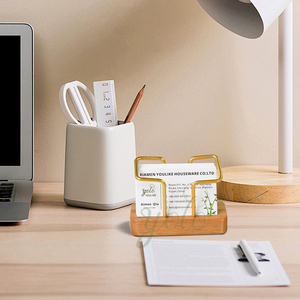 Tarjetero personalizado de metal y madera recién llegado para exhibición de escritorio de recepción u organización de cajones - Product Image 3