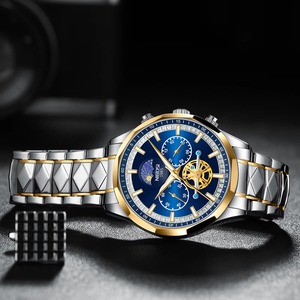 Drioshipping Nouveau Modèle Montre à Quartz pour Hommes Élégant Bracelet en Acier Inoxydable Chronographe Trois Petites Aiguilles Business Sport Cadran 43mm - Product Image 5