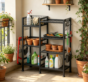 Étagère de rangement pour outils de jardin, support de rangement en métal robuste pour garage, organisateur pour outils de jardin et outils électriques - Product Image 5