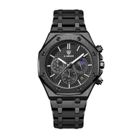 Montre à quartz pour homme entièrement automatique, multifonction, phase de lune, trois aiguilles, six aiguilles, bracelet en acier, marque suisse, neuve