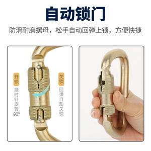 Mosquetón Alnas con Bloqueo Automático, Acero Dorado, Capacidad de Carga de 4500 Kg, Uso Industrial - Product Image 5