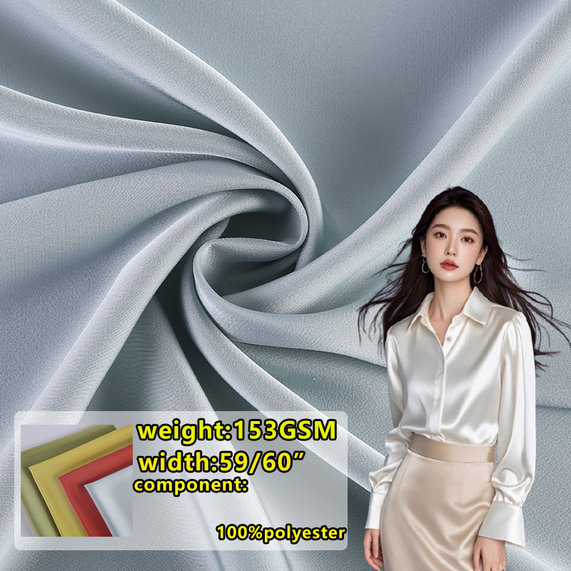 153GSM Single Sided Imitation Acetic Acid Fashion Fabric New Spring Dress Pants Fabric Polyester Smooth and Soft Thin Fabric