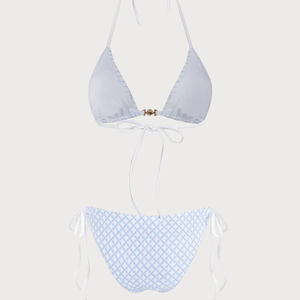 Nouveau design, vente en gros, maillot de bain bikini sexy pour femme, en tissu recyclé, bleu, avec cordon de serrage réglable, style hawaïen - Product Image 5