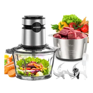 Multi-function Food Chopper with Meat Grinder & Vegetable Chopper 2 Optional Bowls with Powerful 350W/500W 2 Speeds