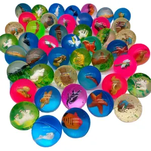 4.5cm High rubber 3d Bouncing ball with different animal figures inside Children gifts capsules toys