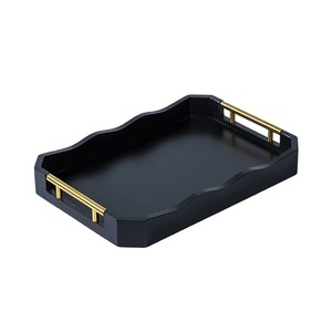 Plateau en bambou Rain County en forme de vague avec poignée en métal, plateau de service pour thé, café, usage hôtelier - Product Image 2
